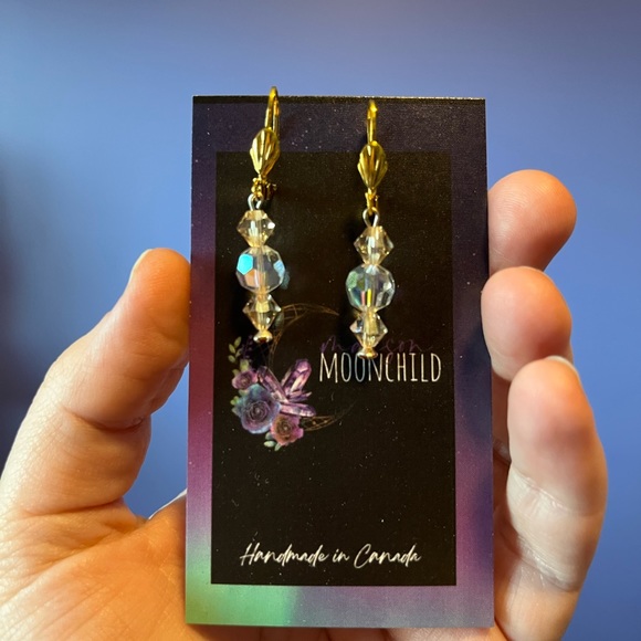 Swarovski Gold Earrings, Handcrafted Genuine Swarovski Crystal Bridal Earrings - Picture 8 of 14